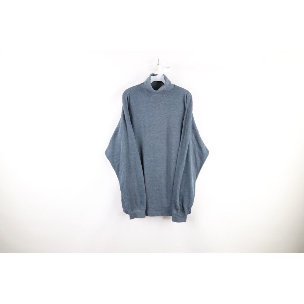 Vintage 90s Givenchy Mens Large Faded Long Sleeve Turtleneck Shirt Heather Gray